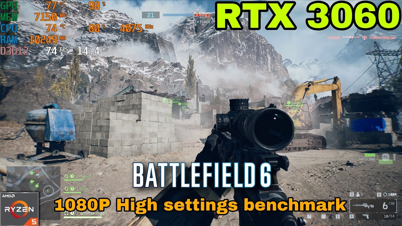 BATTLEFIELD 6 Beta RTX 3060 12GB High settings Gameplay 1080P Ryzen 5 5600 benchmark
