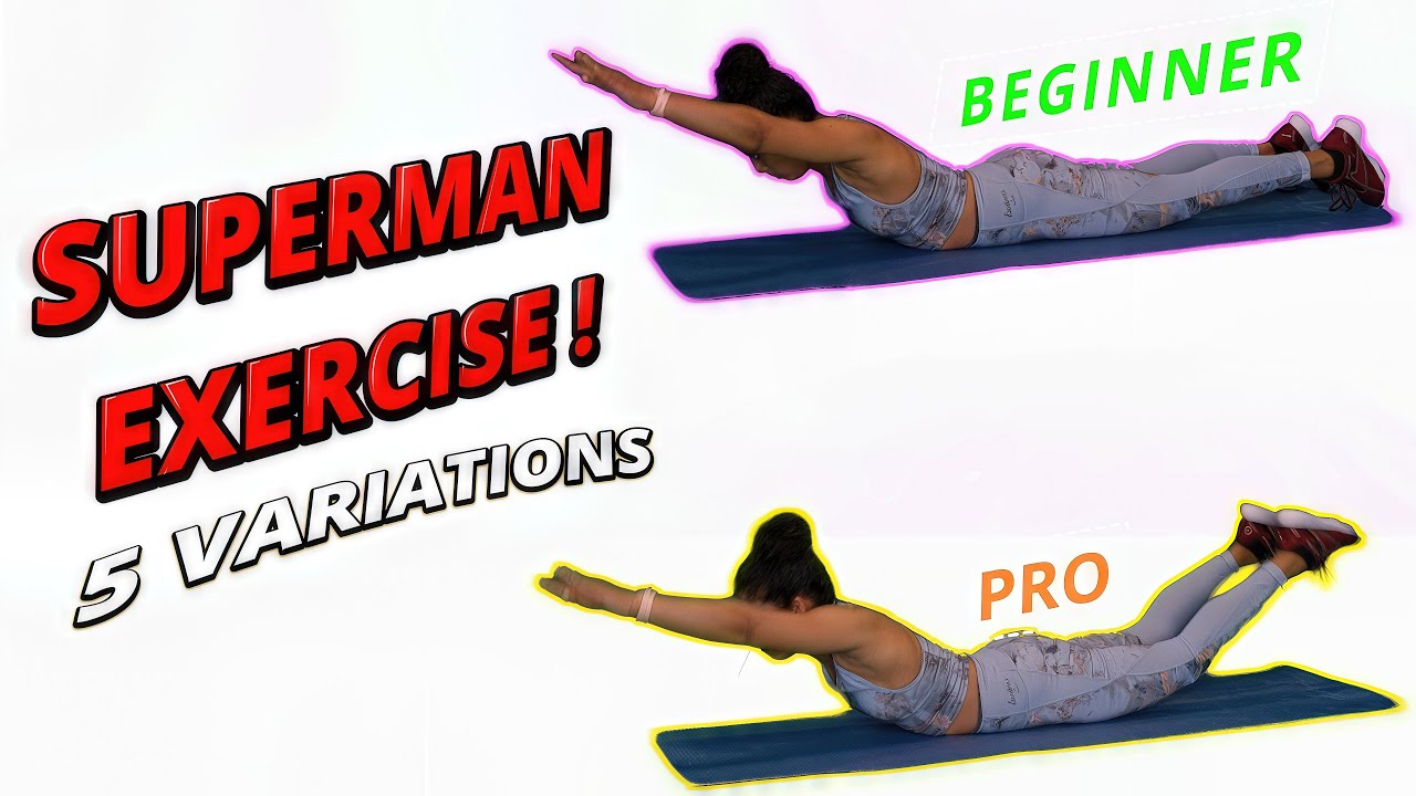 Superman exercise for beginners | 5 Variations without equipment | Beginner to Advanced Progressions