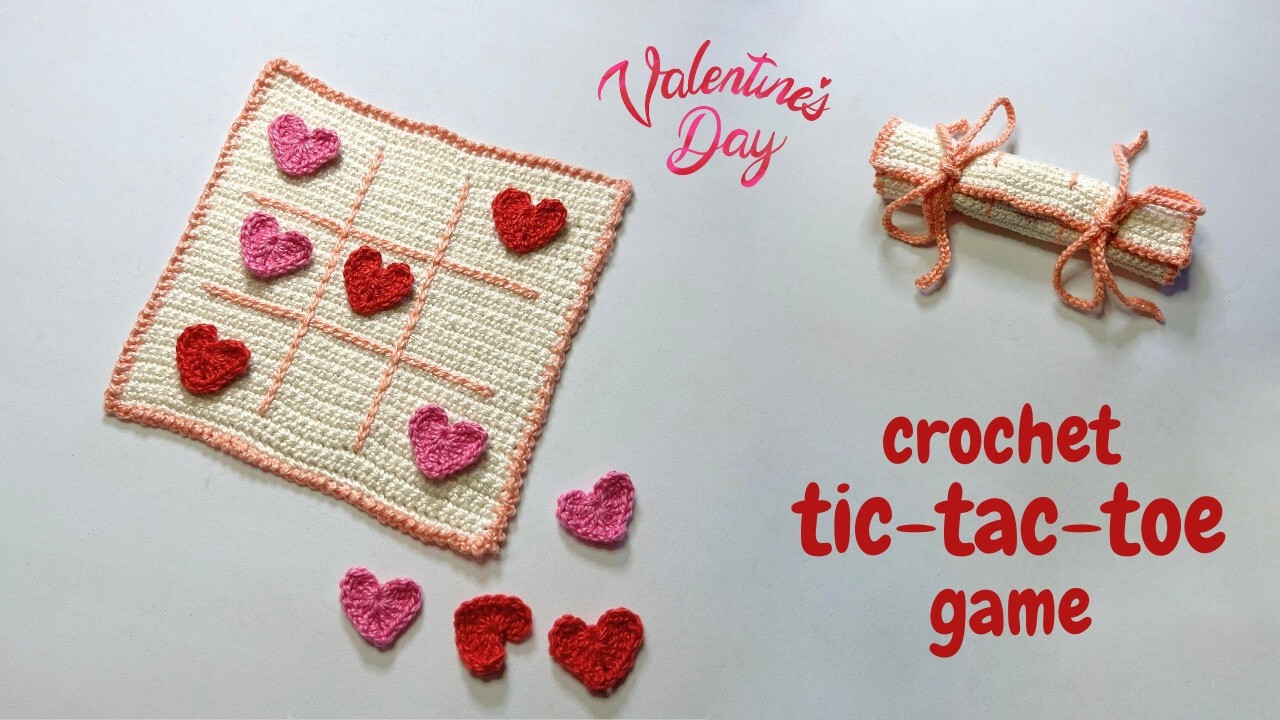 Crochet a Tic-Tac-Toe Game for Valentine’s Day! 💕 Quick & Adorable Gift Idea!