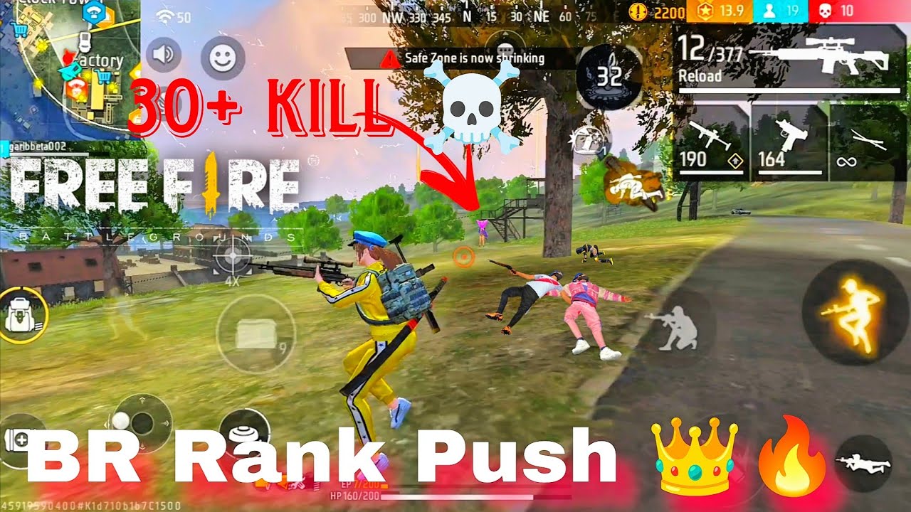 30+ kil ☠️l gameplay 🔥 free Fire video BR Rank Push 