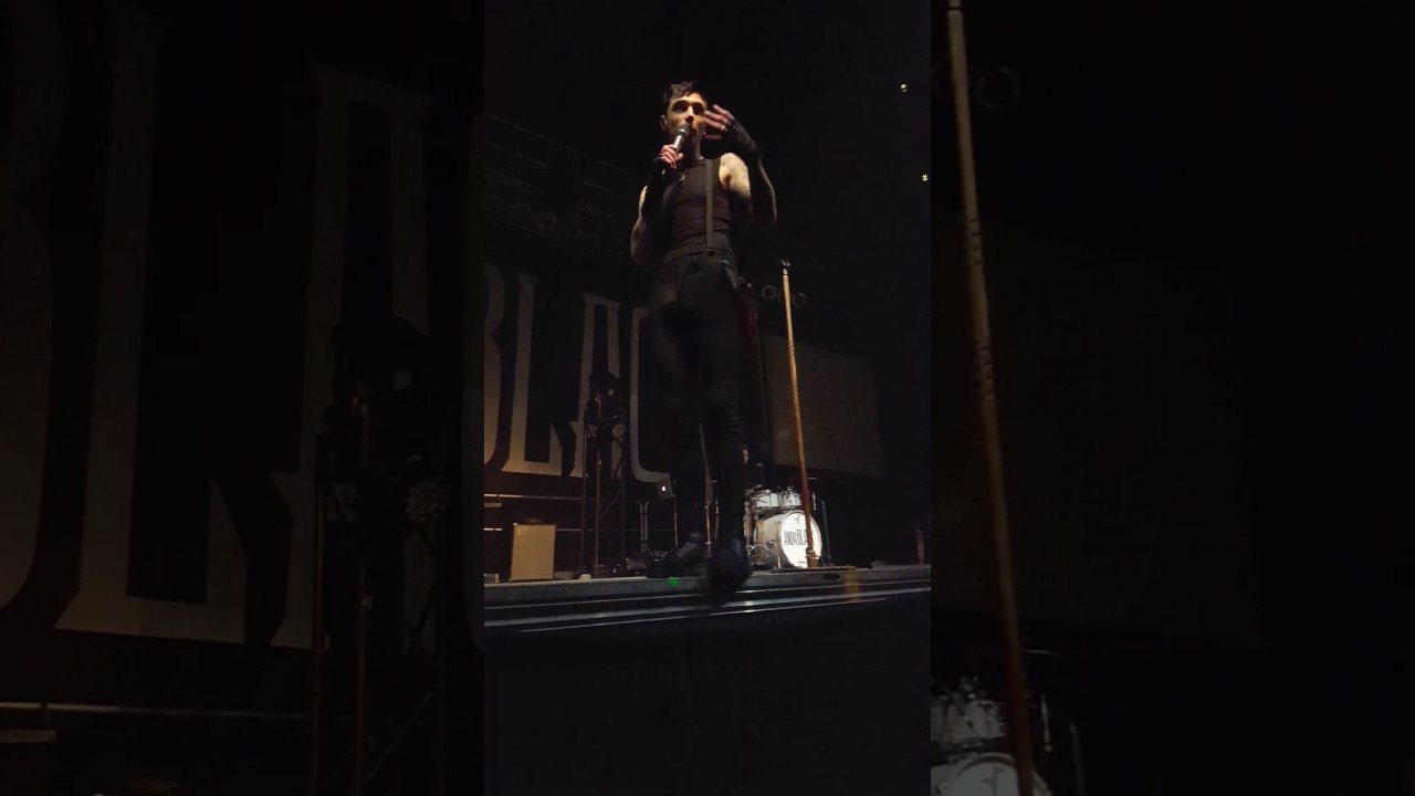 Andy Black talking, hugging his band mates, and throwing phones on stage. Knitting factory, Spokane