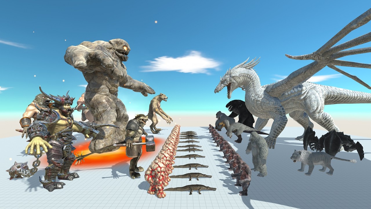 Animal Battle LAVA Golem VS  ICE Dragon in Animal Revolt Battle Simulator ARBS