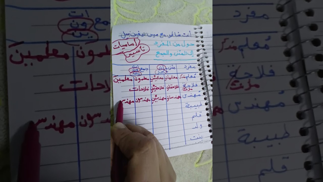 حول  من المفرد الى المثنى والجمع