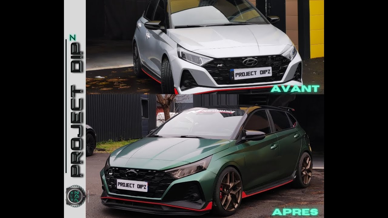 [ PEINTURE PELABLE -  FULLDIP ] HYUNDAI I20N en vert olive (Colorshift) avec un vernis PDZ-2K Glossy