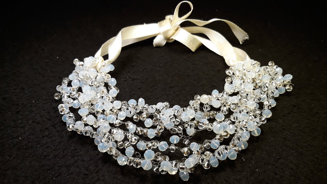 Lindo Collar Tejido con Cristal y Misangon...Clase #140!!!