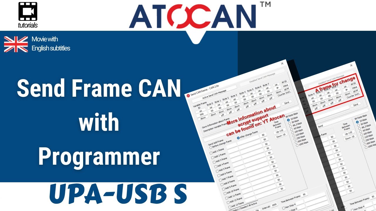 Send Frame CAN with Programmer UPA-USB S by Atocan