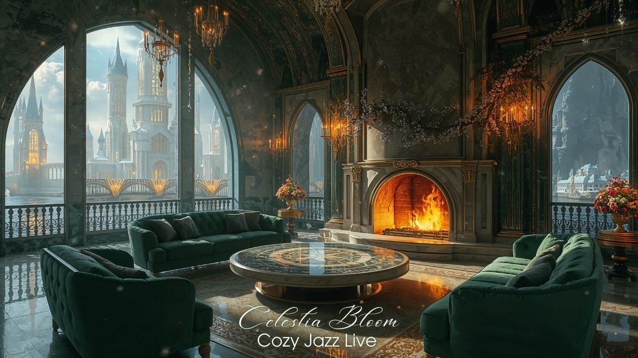 Royal Cozy Jazz LIVE 24/7 ✨🔥 | Castle Fireplace, Elegant Jazz & Winter Calm