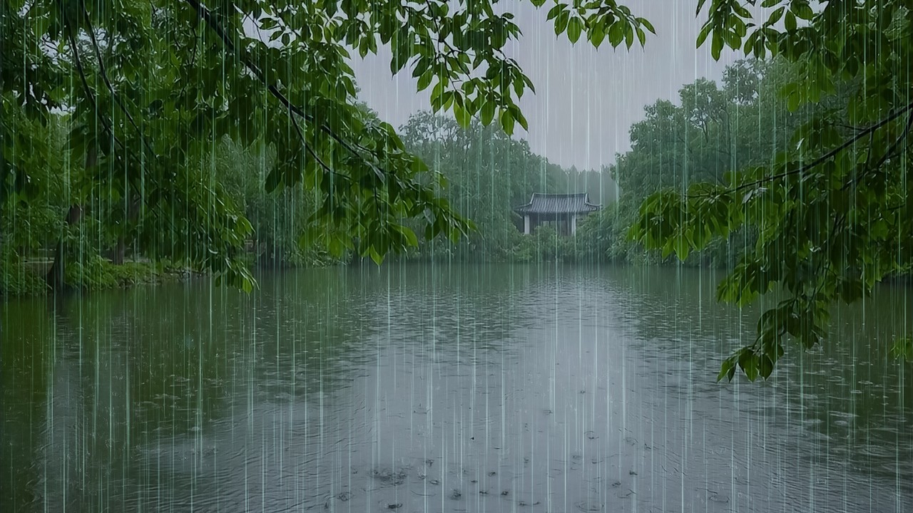 Relax Your Body | Gentle Forest Rain on the Lake | ASMR Nature Forest Rain to Sleep