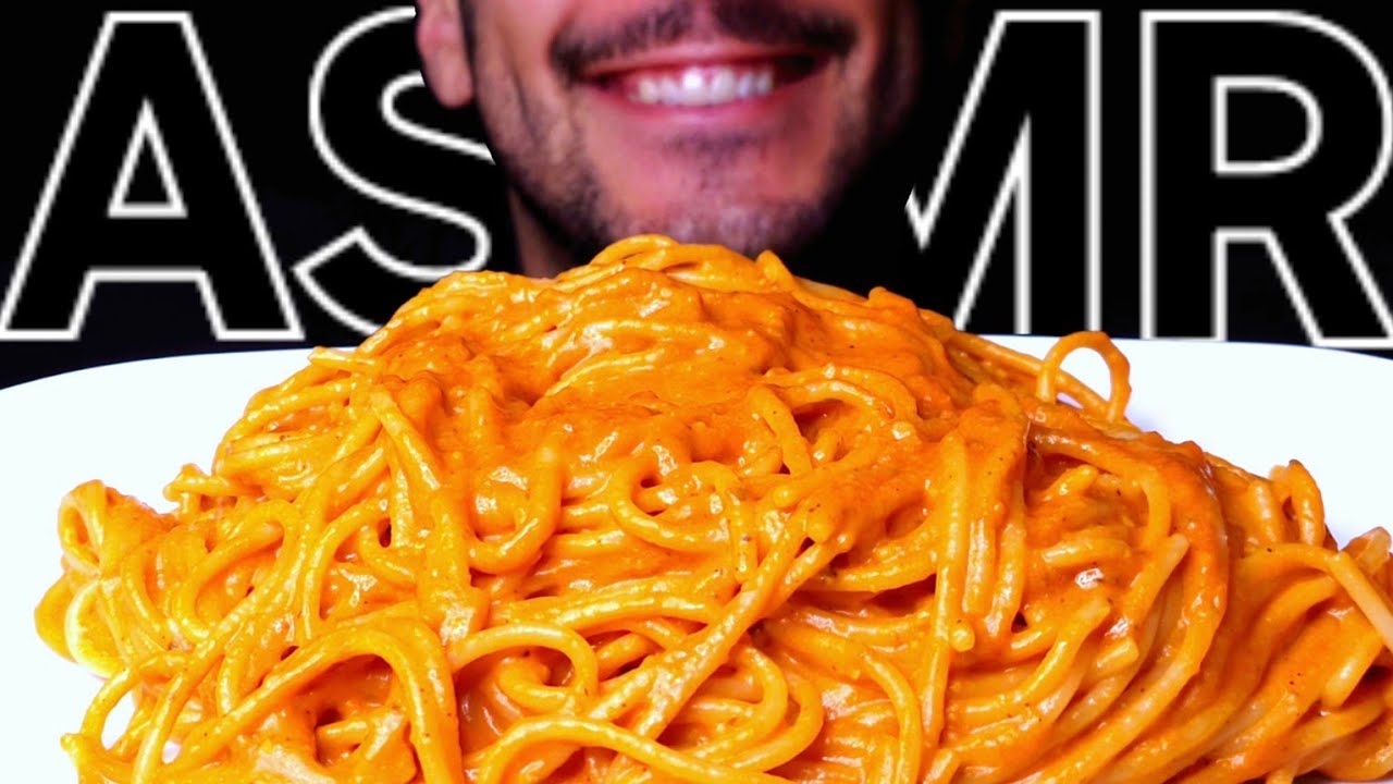 ASMR SPAGHETTI PESTO ROSSO PASTA (EATING SOUNDS) NO TALKING MUKBANG