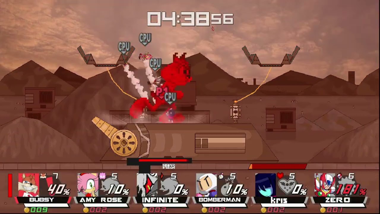SMBC Giant Bubsy vs Amy Rose, Infinite, Bomberman, Kris and Zero