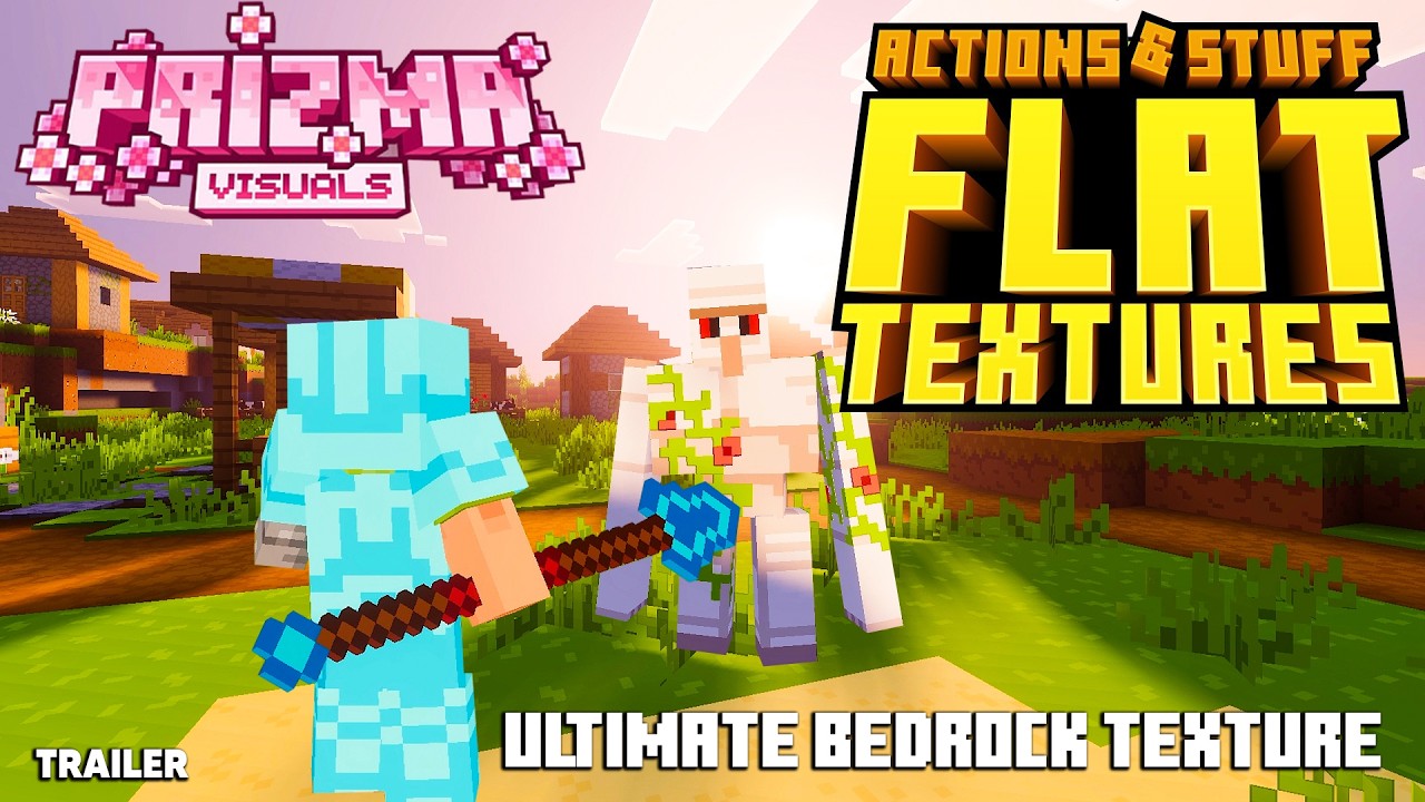 ACTIONS & STUFF FLAT TEXTURES PRIZMA VIBRANT VISUALS Trailer in Minecraft Bedrock (texture pack)