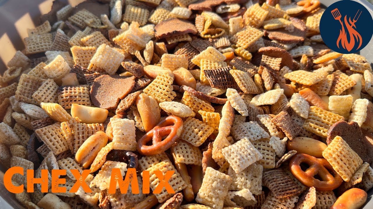 Making Chex Mix on the Blackstone