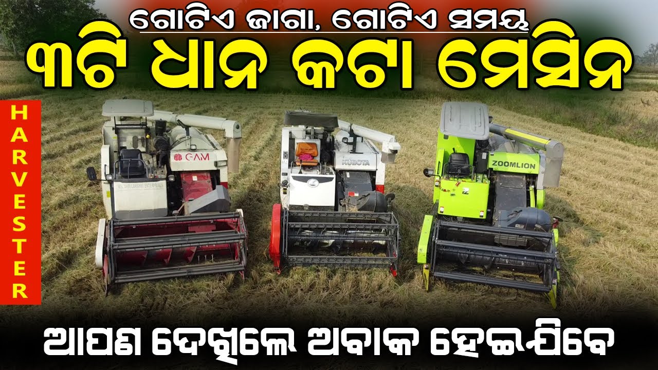 Kubota Harvester Vs Zoomlion Vs GAM || ମଜବୁତ ଧାନ କଟା ମେସିନ || Harvester Comparison  in Odisha.