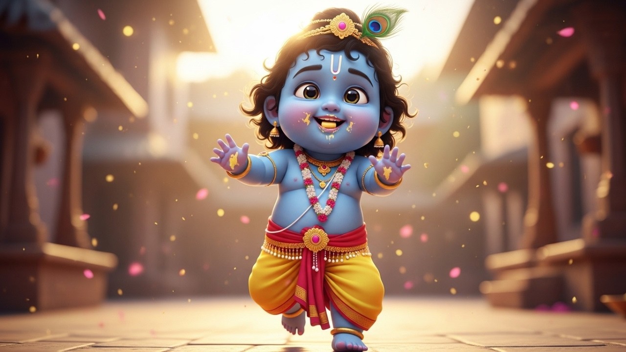 Shri Krishna Govind Hare Murari | Little Krishna Lullaby for Kids | Peaceful Sleep Bhajan 08