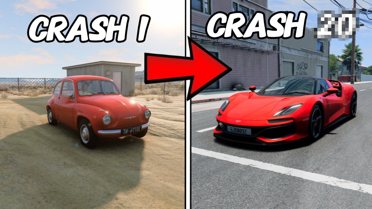 BeamNG, But Every Crash My Car UPGRADES...