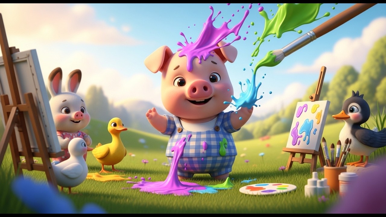 The Piglet Painted a Picture 🎨💗 | Cute Animal Song for Kids | Toddler Sing Along