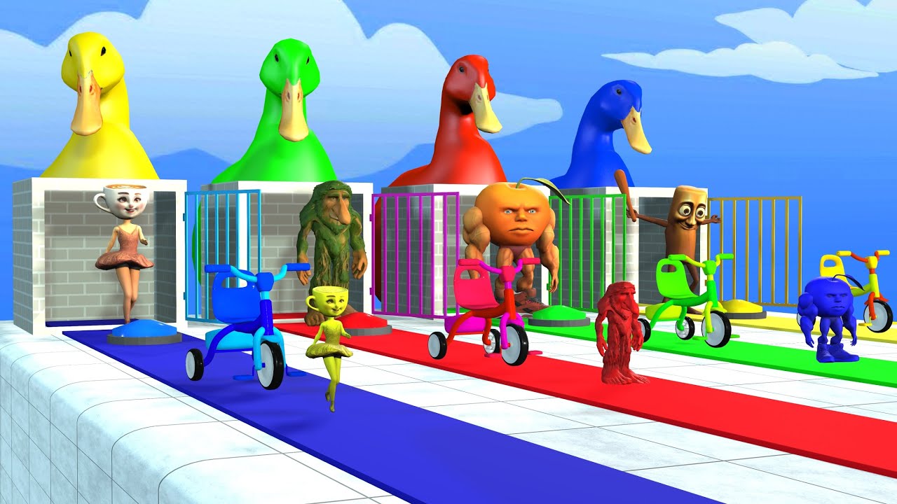 Long Slide Game With Elephant Gorilla Buffalo Hippopotamus Tiger 3d Animal Game Funny 3d Animals