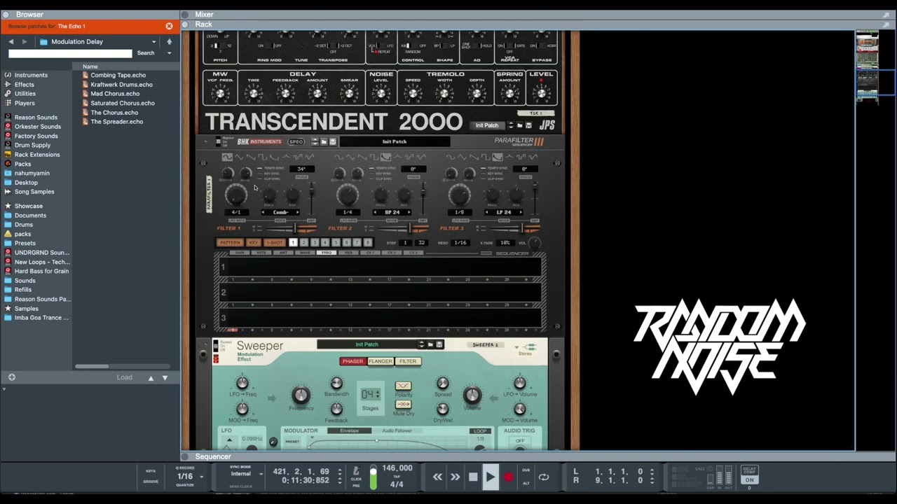 Psytrance sounds - raw jam exercise in Reason 12 2023