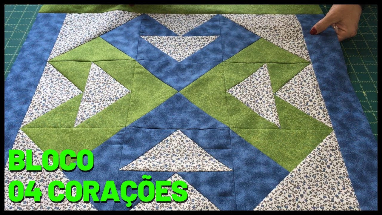 Bloco 04 Corações - PATCHWORK - Fácil e Lindo 😍💛