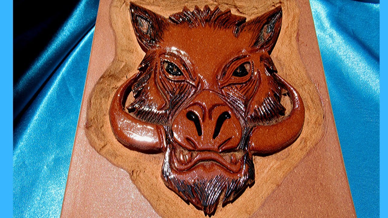 Wood carving | Carving a wild hog relief on MDF using a dremel rotary tool