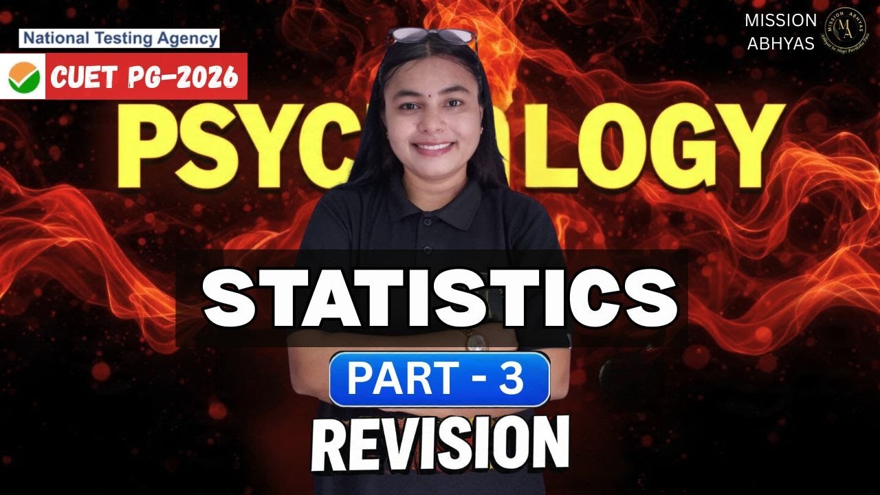 CUET PG Psychology 2026 | Most Important Topics | Revision class | Statistics Part- 3 | by Nirdesh