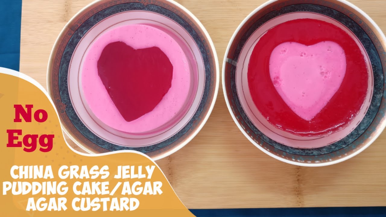 China Grass (Agar Agar) Heart Shape Jelly Pudding Recipe | Eggless Jelly Custard Milk Cake | Payasam
