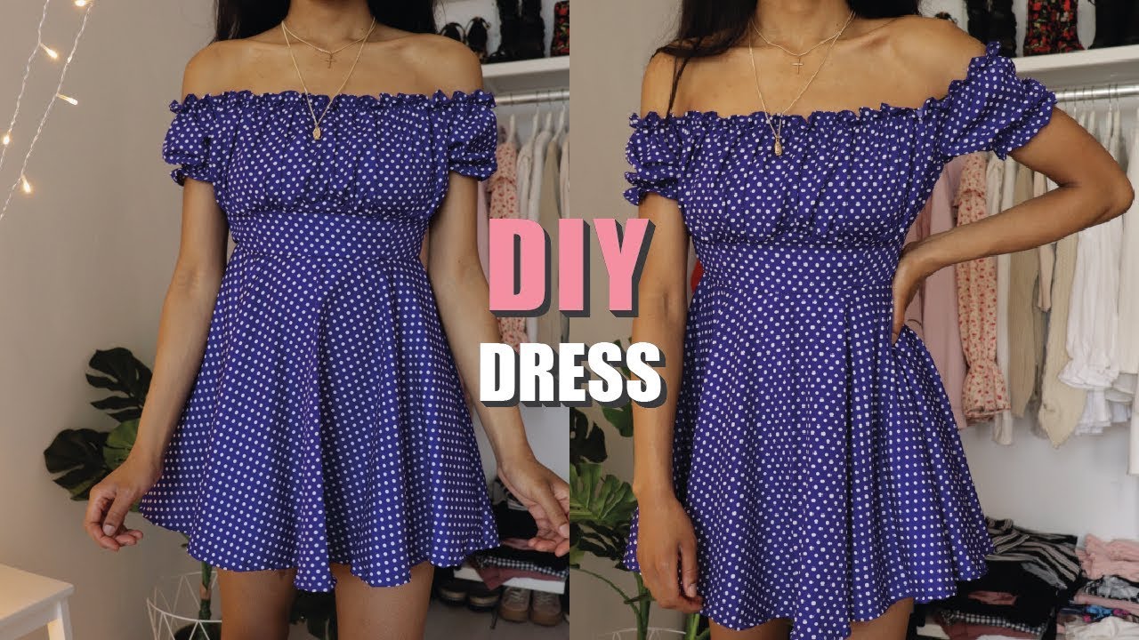 DIY OFF THE SHOULDER DRESS / How To Make A Dress With Sewing Pattern