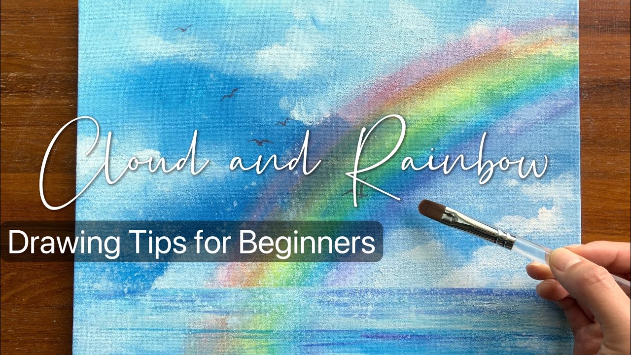 |壓克力畫調色技巧 | 給初學者的雲朵與彩虹畫法 | Acrylic painting | Drawing Tips for Beginners