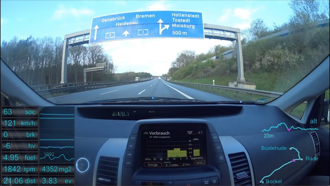 #7 Prius 2 - Teil 1: eine 120 km/h Autobahnfahrt / Part 1: Autobahn with 120 km/h