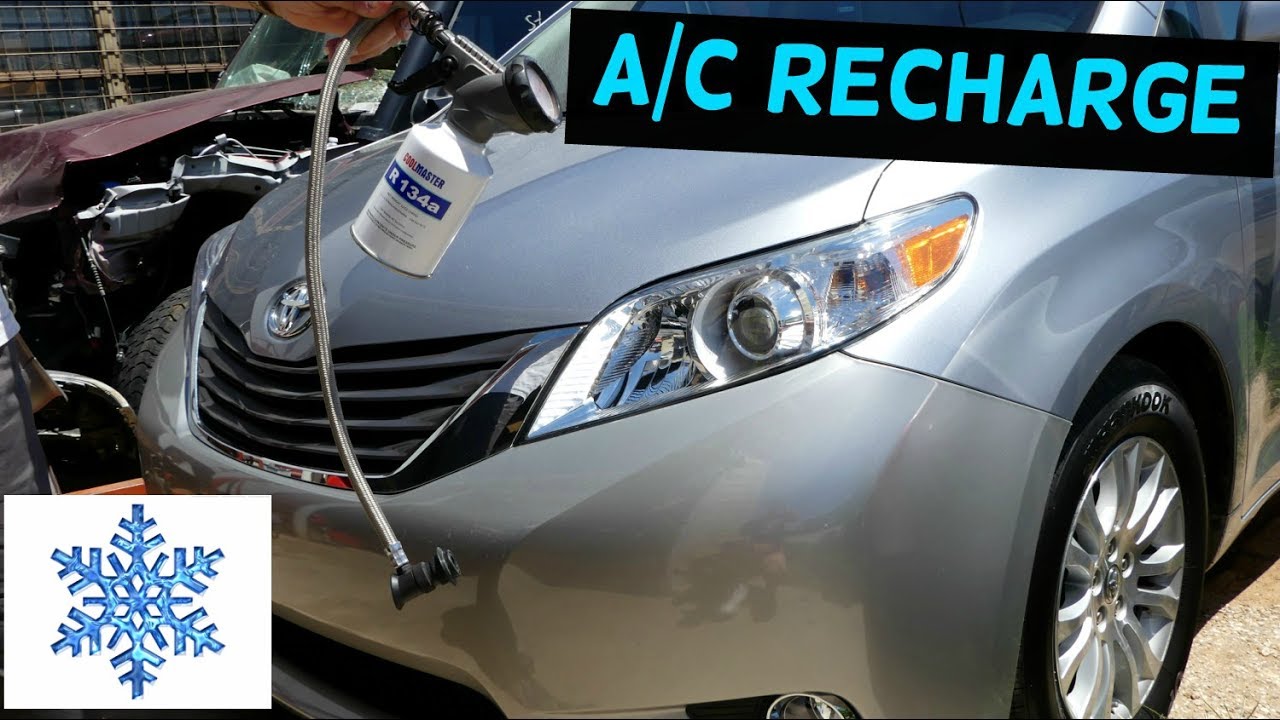 HOW TO RECHARGE THE AIR CONDITIONER SYSTEM AC ON TOYOTA SIENNA