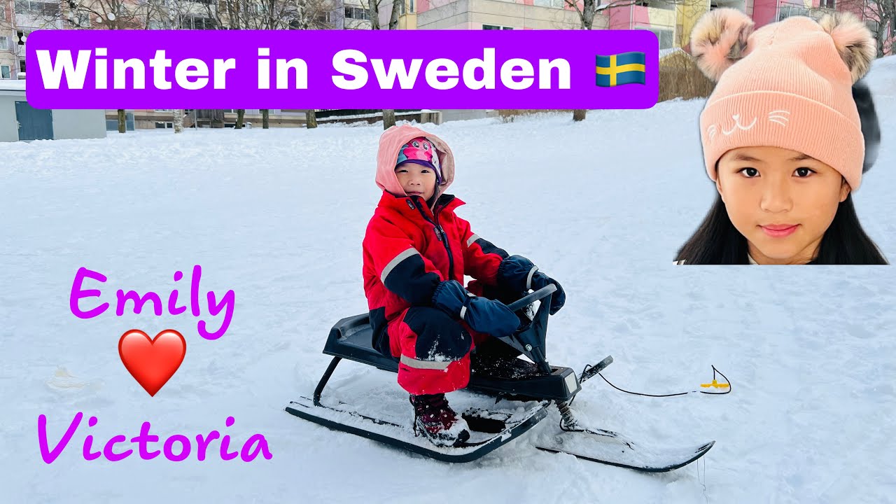 Emily dẫn em đi chơi tuyết | Playing in winter | Emily in Sweden