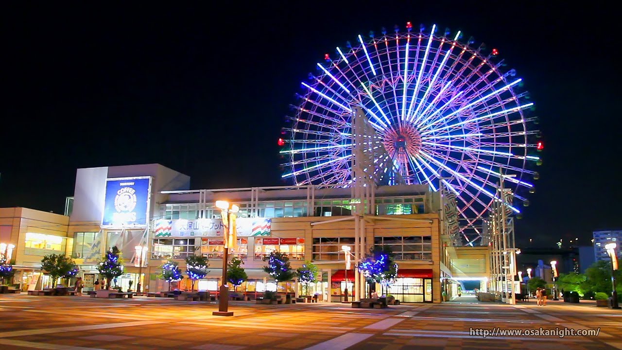 大阪港 天保山ハーバービレッジ&大観覧車 夜景 Osaka Port Tenpozan Night Japan