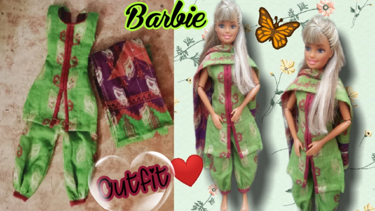Making open kurti and salwar for Barbie doll| Salwar suit||A-Doll designer❤️