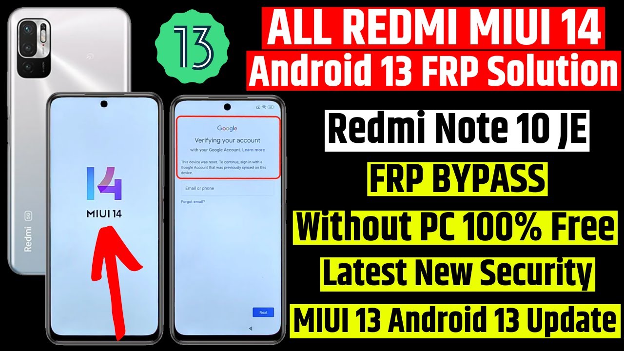 Redmi Note 10 JE Frp Bypass 🔥MIUI 14 Android 13 Update🔥 👉 All Redmi MIUI 14 Android 13 Frp Solution