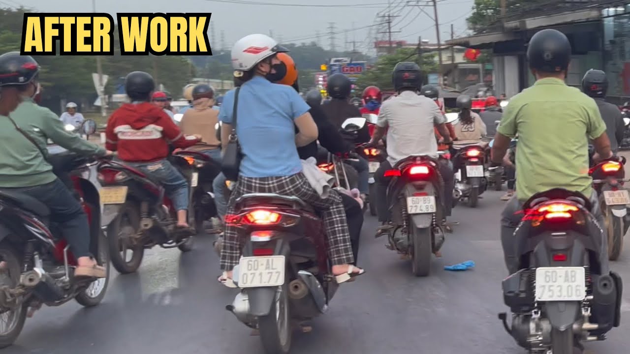 After Work Traffic Passing a Small Market | Motorbike POV | N16