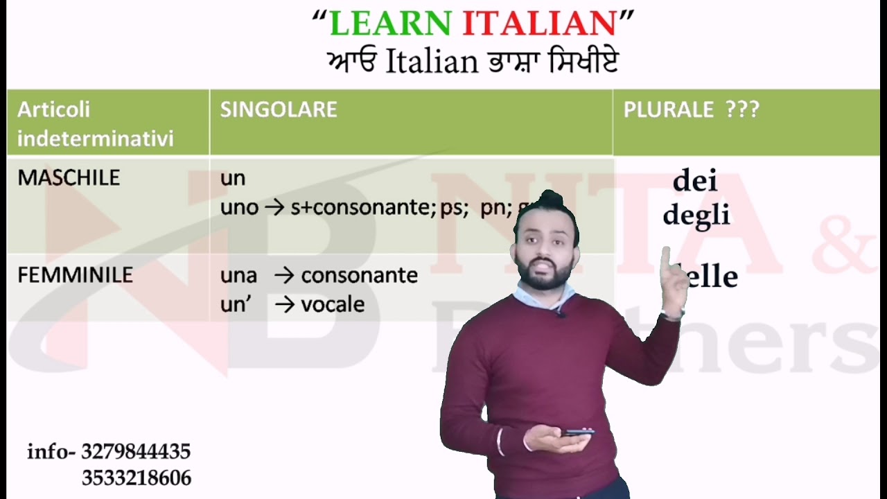 Articoli indertemonativi UN - UNO - UNA | Learn Italian with Nita and brothers