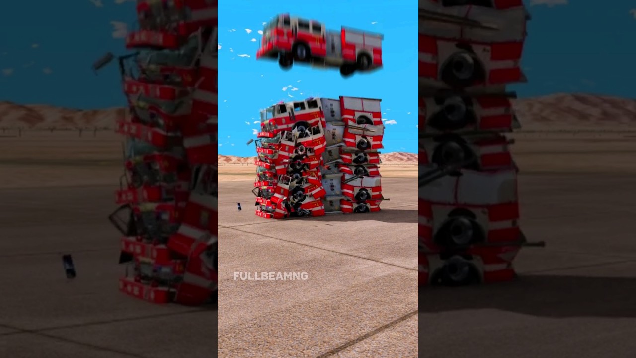 Fire Truck fall Crash 💥 #shorts #beamng #beamngdrive #truck