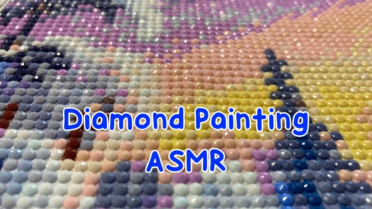 Relaxing ASMR Diamond Painting // No Talking // 1395 Diamonds // Winter Cabin at Sunset Part 1