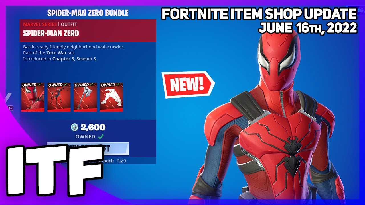 Fortnite Item Shop *NEW* SPIDER-MAN ZERO SET! [June 16th, 2022] (Fortnite Battle Royale)