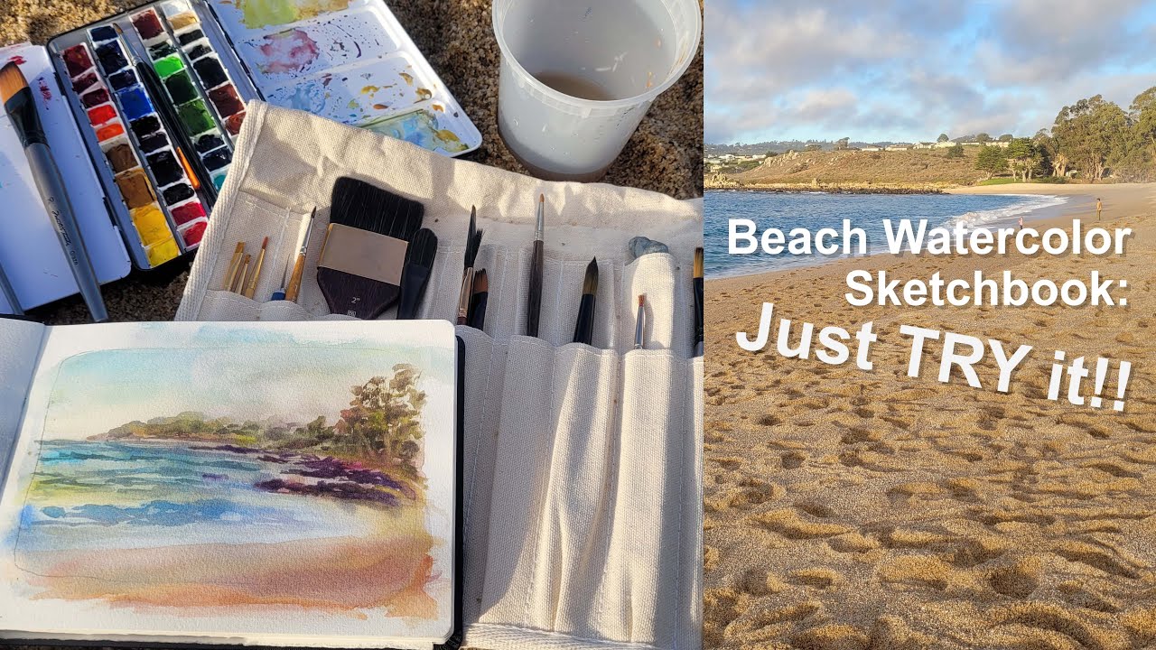 Travel Paint in Watercolor| Watercolor Sketchbook Study on a Beach in Carmel