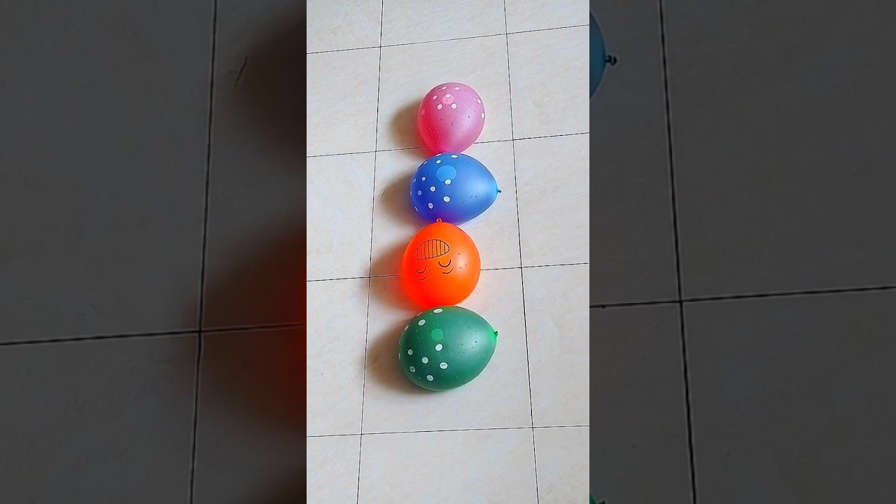 burst 4 balloons filled with cute characters #funny #poppballons #balloon #comedy
