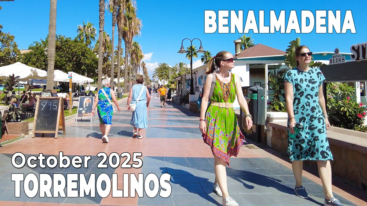 Benalmadena Torremolinos October 2025 Promenade Walk Malaga Costa del Sol Spain [4K]