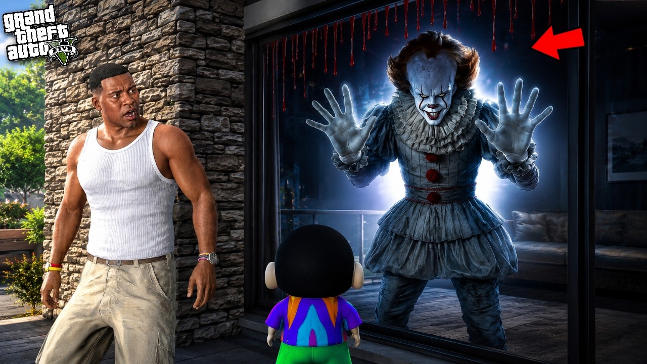 Franklin and Shinchan Attacked by Pennywise & Ghost in Los Santos! | GTA 5