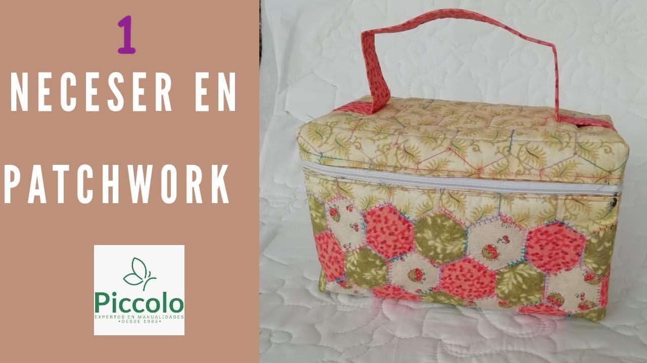 Cartuchera (neceser) con hexágonos en patchwork. Parte 1