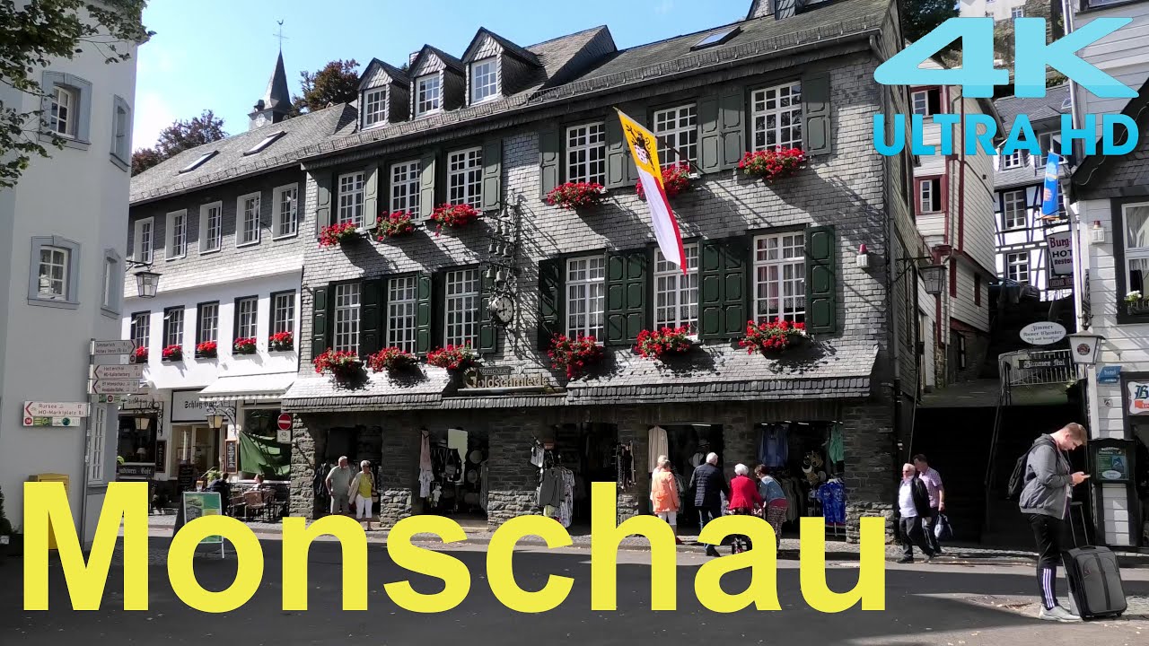 Monschau (Montjoie, Моншау) Stadt an der Rur in der Eifel 4K Silence TV