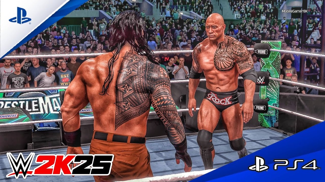 WWE 2K25 - The Rock vs. Roman Reigns - Greatest Bloodline Rules Match Ever At WrestleMania 40 | PS4™