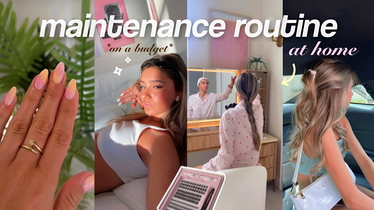 AT HOME SELF MAINTENANCE ROUTINE | gel-x nails, waxing, lashes, skincare + makeup routine 🤍