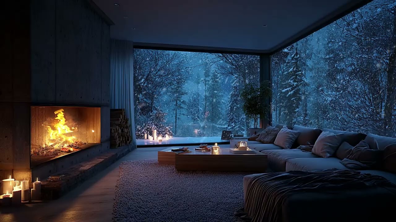Cold Snow Wind Meets Gentle Fireplace Sounds for Relaxation, Meditation and Peaceful Winter Sleep