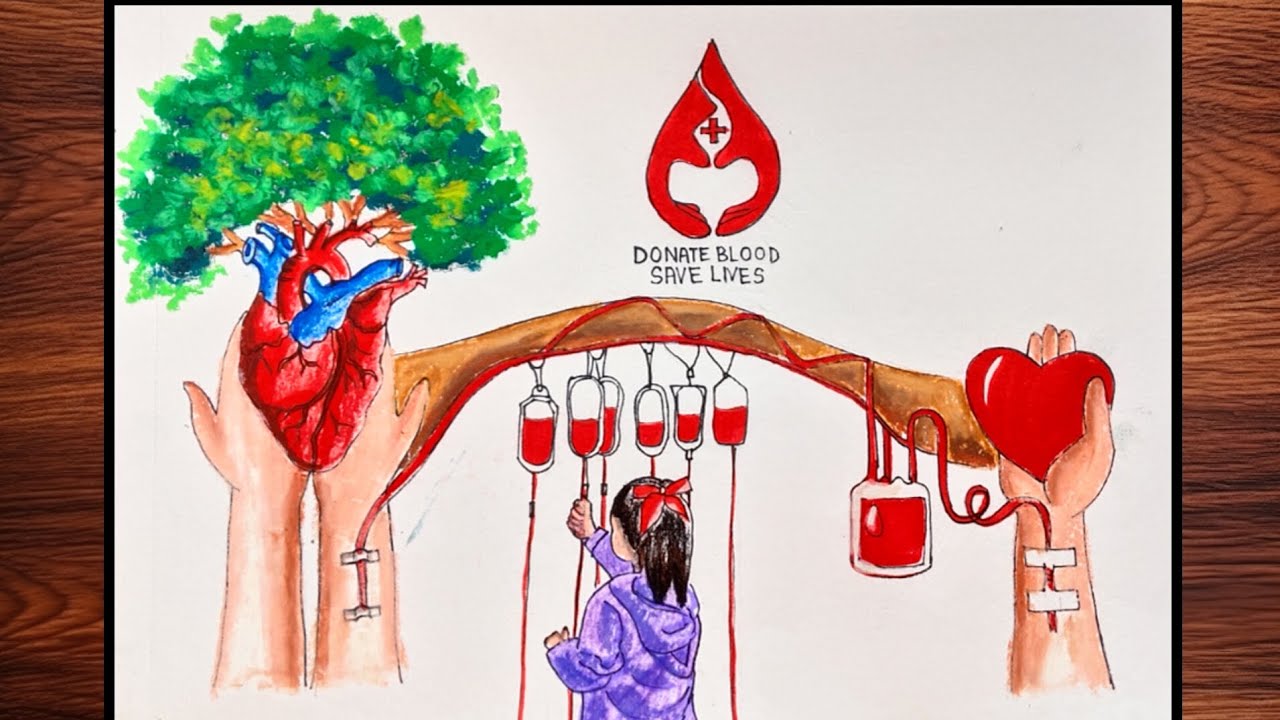 World Blood Donor Day Poster | Donate Blood Save Life Poster Drawing | Blood Donor Day Drawing