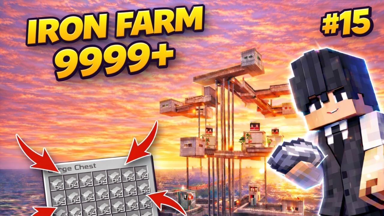 FERMA AUTOMATĂ de FIER în Minecraft Hardcore… în sfârșit! ⚙️ (#15)